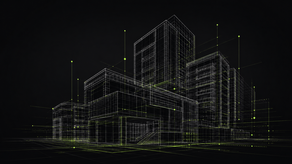 Wireframe architectural building visualisation