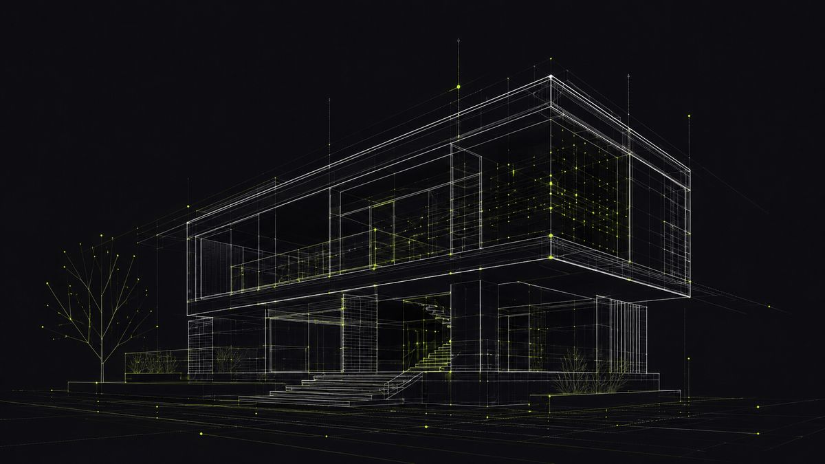 Wireframe architectural building visualisation